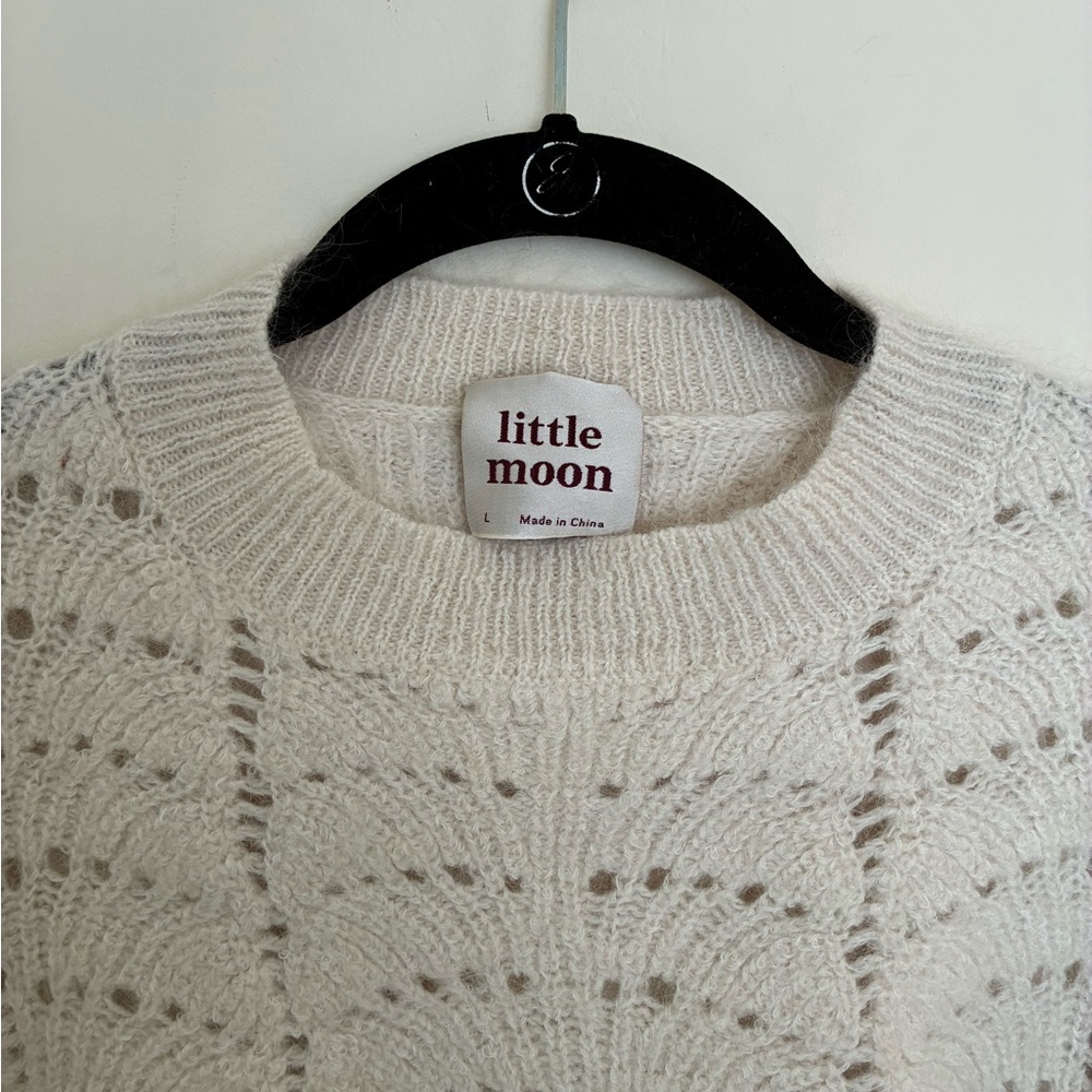 Aritzia Little Moon Cream Mohair Balloon Sleeve Cropped Sweater - Picture 5 of 13